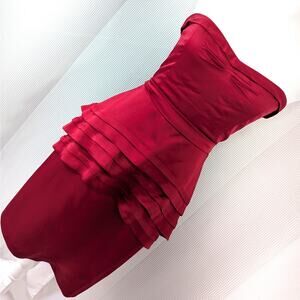 BCBGMaxAzria Red Strapless Ruffled Cocktail Dress